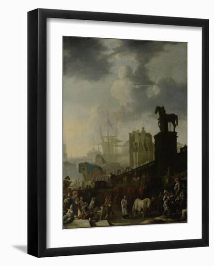 Entrance to the Capitol with the White Horse of the Newly Elected Pope-Johannes Lingelbach-Framed Art Print