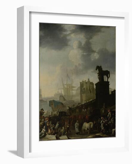 Entrance to the Capitol with the White Horse of the Newly Elected Pope-Johannes Lingelbach-Framed Art Print