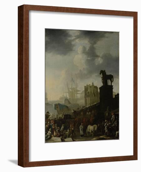 Entrance to the Capitol with the White Horse of the Newly Elected Pope-Johannes Lingelbach-Framed Art Print