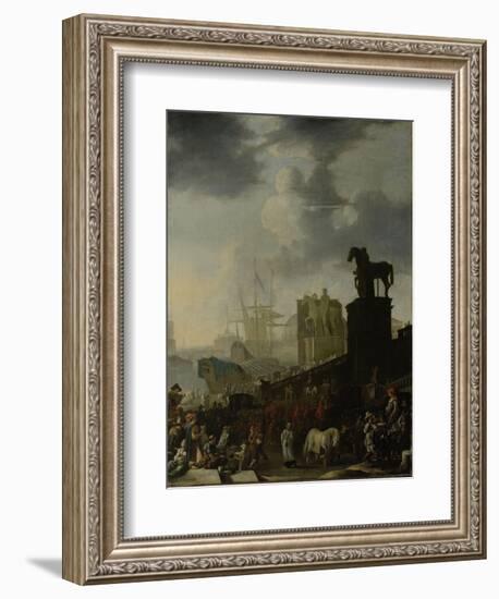 Entrance to the Capitol with the White Horse of the Newly Elected Pope-Johannes Lingelbach-Framed Art Print