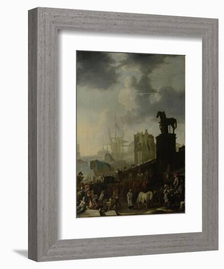 Entrance to the Capitol with the White Horse of the Newly Elected Pope-Johannes Lingelbach-Framed Art Print