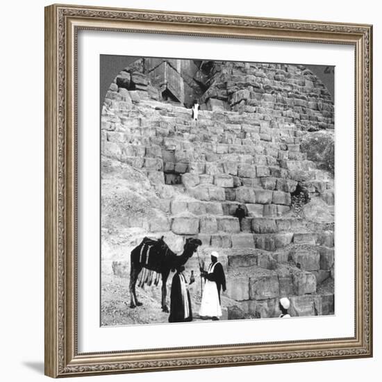 Entrance to the Great Pyramid of Giza, Egypt, 1905-Underwood & Underwood-Framed Photographic Print