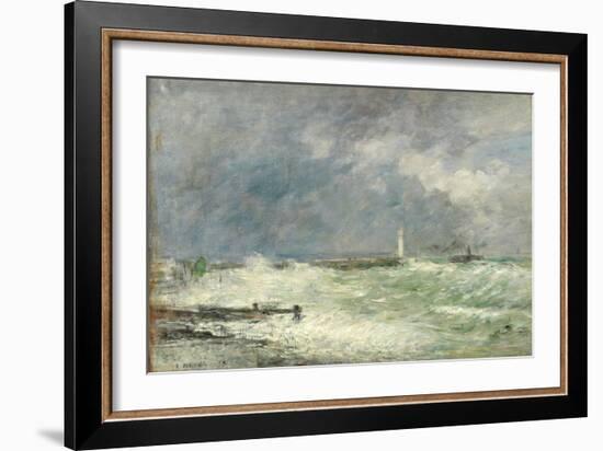 Entrance to the Harbour at Le Havre in Stormy Weather, 1895-Eugène Boudin-Framed Giclee Print