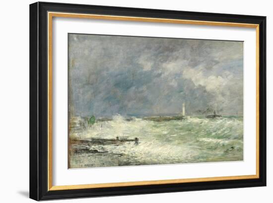 Entrance to the Harbour at Le Havre in Stormy Weather, 1895-Eugène Boudin-Framed Giclee Print