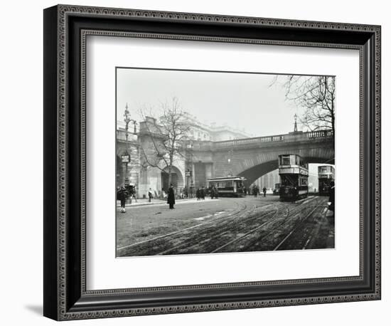 Entrance to the Tram Tunnel by Waterloo Bridge, London, 1908-null-Framed Photographic Print