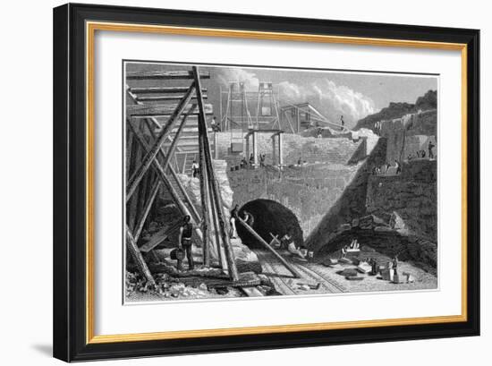 Entrance to the Tunnel of the Liverpool and Manchester Railway, Edge Hill, Liverpool, C1820S-John Davies-Framed Giclee Print