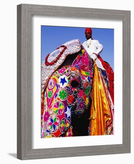 Entrant in Best Dressed Elephant Competition at Annual Elephant Festival, Jaipur, India-Paul Beinssen-Framed Photographic Print