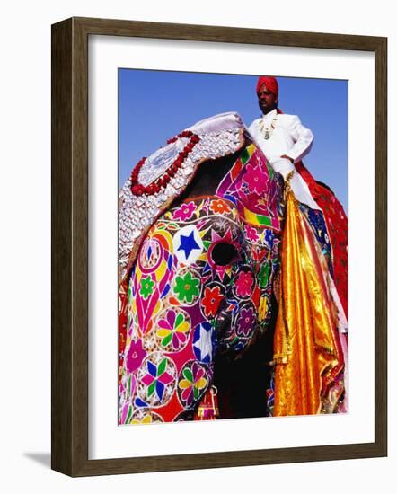 Entrant in Best Dressed Elephant Competition at Annual Elephant Festival, Jaipur, India-Paul Beinssen-Framed Photographic Print