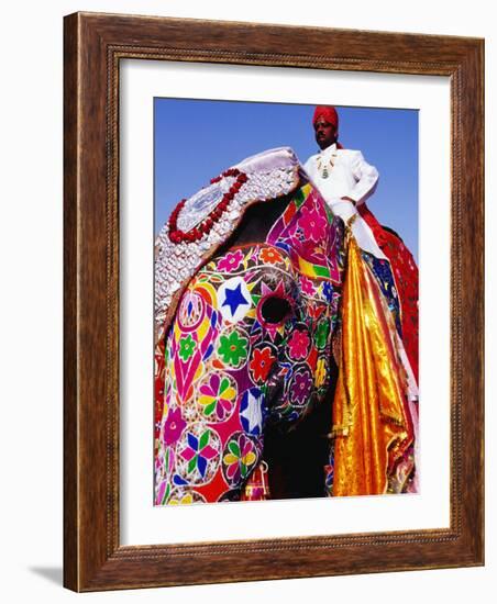 Entrant in Best Dressed Elephant Competition at Annual Elephant Festival, Jaipur, India-Paul Beinssen-Framed Photographic Print