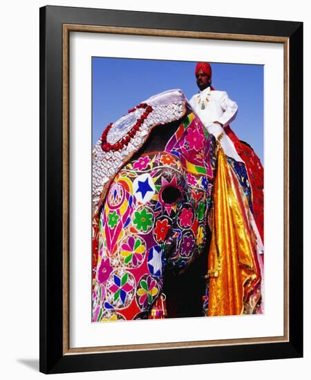 Entrant in Best Dressed Elephant Competition at Annual Elephant Festival, Jaipur, India-Paul Beinssen-Framed Photographic Print