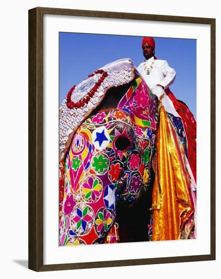 Entrant in Best Dressed Elephant Competition at Annual Elephant Festival, Jaipur, India-Paul Beinssen-Framed Photographic Print