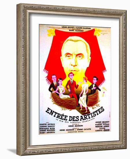 ENTREE DES ARTISTES, (aka THE CURTAIN RISES), French poster art, top: Louis Jouvet, 1938-null-Framed Art Print