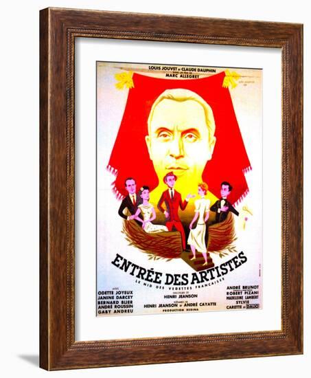 ENTREE DES ARTISTES, (aka THE CURTAIN RISES), French poster art, top: Louis Jouvet, 1938-null-Framed Art Print