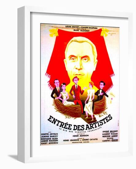 ENTREE DES ARTISTES, (aka THE CURTAIN RISES), French poster art, top: Louis Jouvet, 1938-null-Framed Art Print