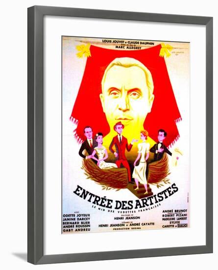 ENTREE DES ARTISTES, (aka THE CURTAIN RISES), French poster art, top: Louis Jouvet, 1938-null-Framed Art Print