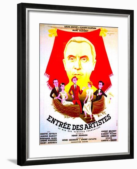 ENTREE DES ARTISTES, (aka THE CURTAIN RISES), French poster art, top: Louis Jouvet, 1938-null-Framed Art Print