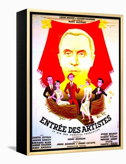 ENTREE DES ARTISTES, (aka THE CURTAIN RISES), French poster art, top: Louis Jouvet, 1938-null-Framed Stretched Canvas