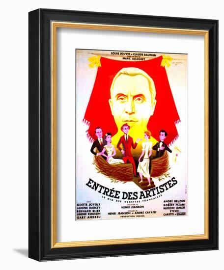 ENTREE DES ARTISTES, (aka THE CURTAIN RISES), French poster art, top: Louis Jouvet, 1938-null-Framed Art Print