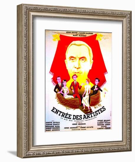 ENTREE DES ARTISTES, (aka THE CURTAIN RISES), French poster art, top: Louis Jouvet, 1938-null-Framed Premium Giclee Print