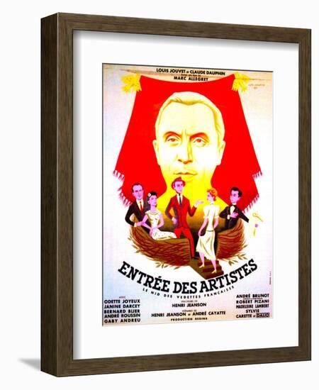 ENTREE DES ARTISTES, (aka THE CURTAIN RISES), French poster art, top: Louis Jouvet, 1938-null-Framed Premium Giclee Print