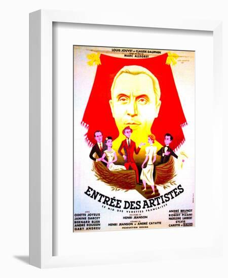 ENTREE DES ARTISTES, (aka THE CURTAIN RISES), French poster art, top: Louis Jouvet, 1938-null-Framed Premium Giclee Print