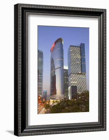 Entreprise Square Three at Dusk, Kowloon Bay, Kowloon, Hong Kong, China, Asia-Ian Trower-Framed Photographic Print