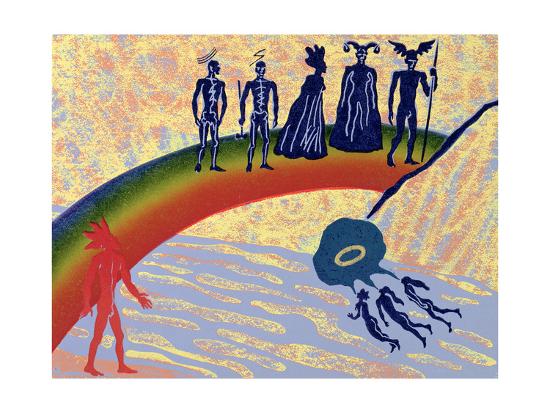 Entry Into Valhalla Gods Cross The Rainbow Bridge To Fortress Illustration For Das Rheingold Giclee Print Phil Redford Art Com