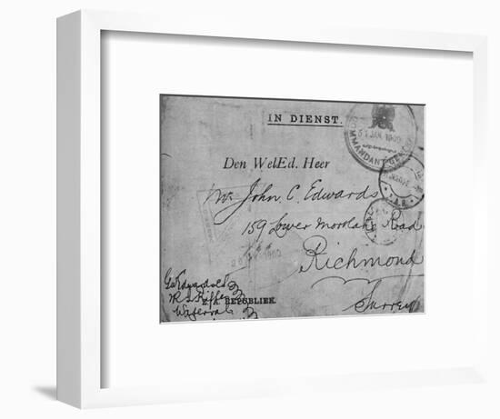 'Envelope addressed by Colour-Sergeant Edwards, 2nd Royal Irish Rifles', 1900-Unknown-Framed Photographic Print