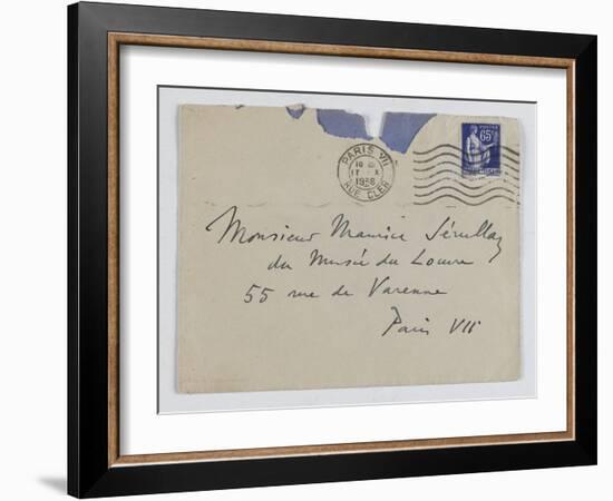 Envelope of Paul's Letter to Maurice Jamot Serullaz-null-Framed Giclee Print