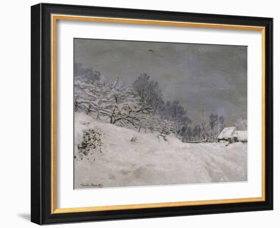 Environs de Honfleur, neige-Claude Monet-Framed Giclee Print