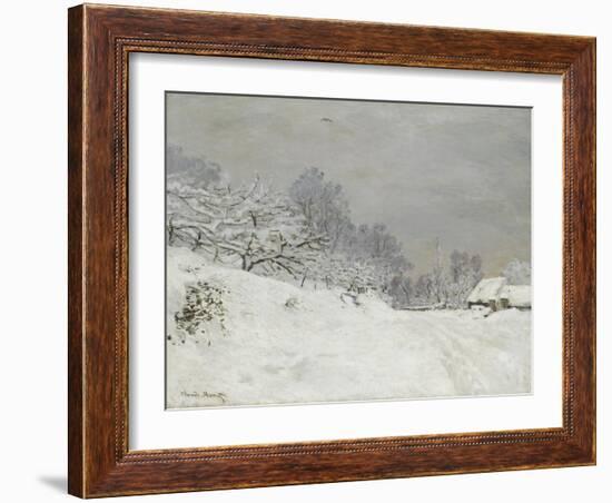 Environs de Honfleur, neige-Claude Monet-Framed Giclee Print