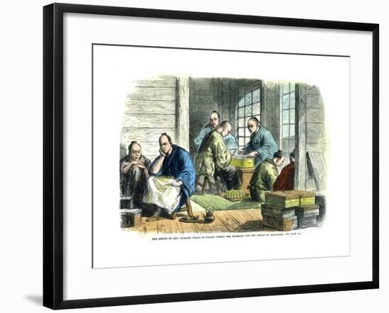 Envoys of the Japanese Prince of Nagato Paying the Indemnity for the Affair of Simonosaki, 1865-null-Framed Giclee Print