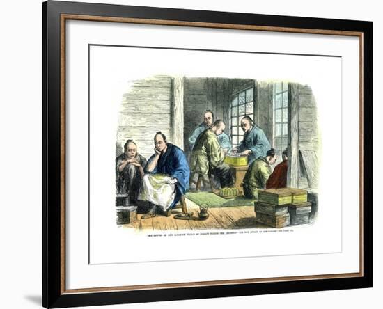 Envoys of the Japanese Prince of Nagato Paying the Indemnity for the Affair of Simonosaki, 1865-null-Framed Giclee Print