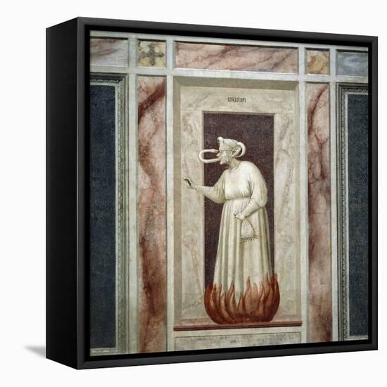 Envy, Female Figure Bitten by a Snake Coming Out from Her Own Mouth-Giotto di Bondone-Framed Premier Image Canvas