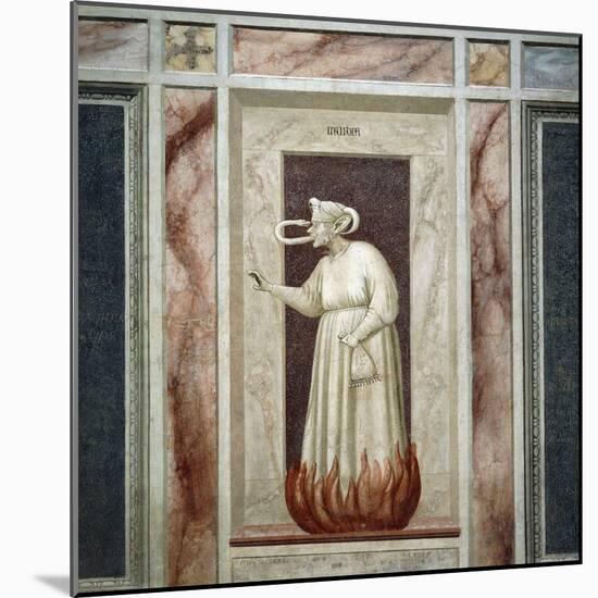 Envy, Female Figure Bitten by a Snake Coming Out from Her Own Mouth-Giotto di Bondone-Mounted Giclee Print