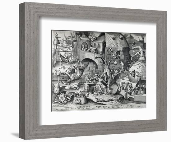 Envy, from the Seven Deadly Sins, Engraved by Peter Van Der Heyden (C.1530-72) 1558-Pieter Bruegel the Elder-Framed Giclee Print