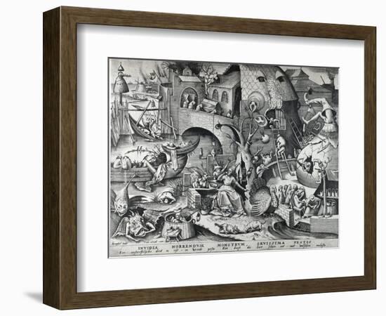 Envy, from the Seven Deadly Sins, Engraved by Peter Van Der Heyden (C.1530-72) 1558-Pieter Bruegel the Elder-Framed Giclee Print