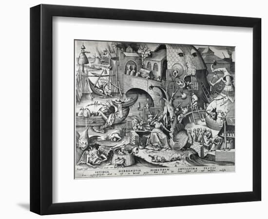 Envy, from the Seven Deadly Sins, Engraved by Peter Van Der Heyden (C.1530-72) 1558-Pieter Bruegel the Elder-Framed Giclee Print