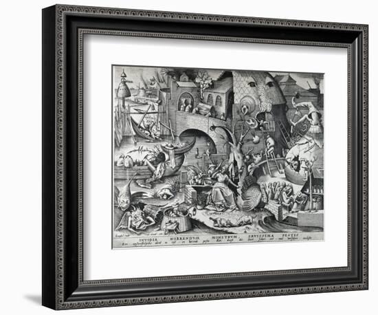 Envy, from the Seven Deadly Sins, Engraved by Peter Van Der Heyden (C.1530-72) 1558-Pieter Bruegel the Elder-Framed Giclee Print