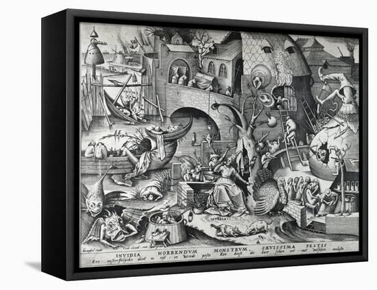 Envy, from the Seven Deadly Sins, Engraved by Peter Van Der Heyden (C.1530-72) 1558-Pieter Bruegel the Elder-Framed Premier Image Canvas