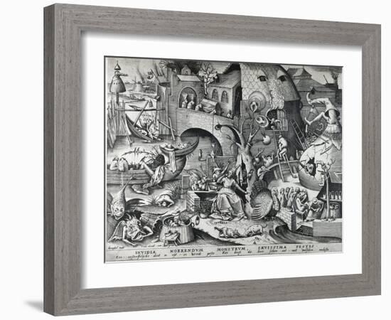 Envy, from the Seven Deadly Sins, Engraved by Peter Van Der Heyden (C.1530-72) 1558-Pieter Bruegel the Elder-Framed Giclee Print