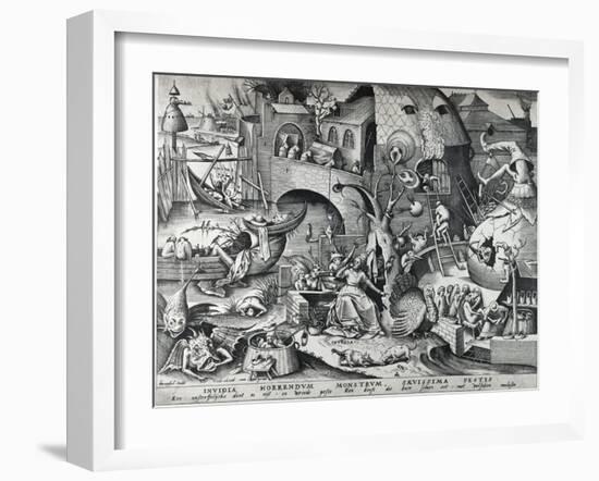 Envy, from the Seven Deadly Sins, Engraved by Peter Van Der Heyden (C.1530-72) 1558-Pieter Bruegel the Elder-Framed Giclee Print