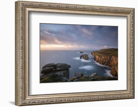 Enys Dodnan Arch, the Armed Knight rock, Land's End, Cornwall-Ross Hoddinott-Framed Photographic Print