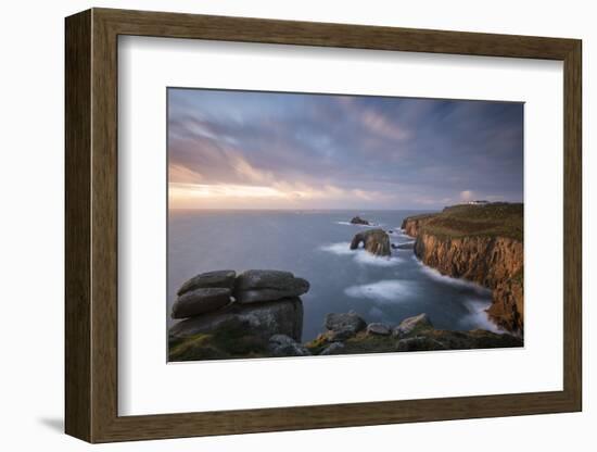 Enys Dodnan Arch, the Armed Knight rock, Land's End, Cornwall-Ross Hoddinott-Framed Photographic Print