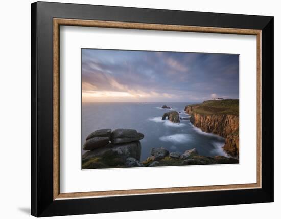 Enys Dodnan Arch, the Armed Knight rock, Land's End, Cornwall-Ross Hoddinott-Framed Photographic Print