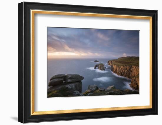 Enys Dodnan Arch, the Armed Knight rock, Land's End, Cornwall-Ross Hoddinott-Framed Photographic Print