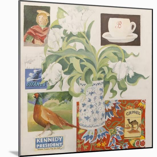 Ephemera, including coffee cup, cigarette packs; postcard and tulips-Jennifer Abbott-Mounted Giclee Print