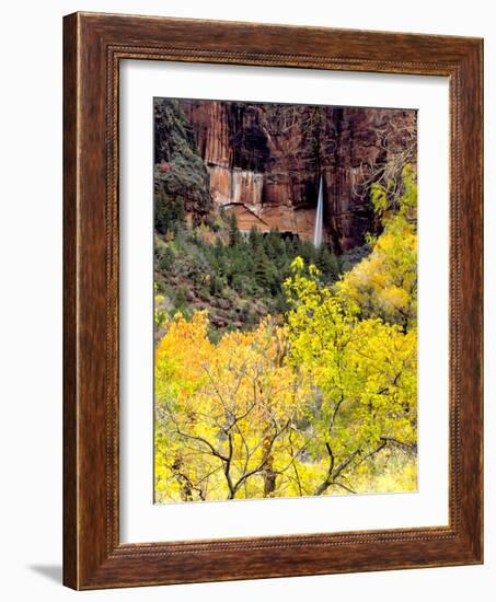 Ephemeral Waterfall, Zion National Park, Utah, USA-Scott T. Smith-Framed Photographic Print