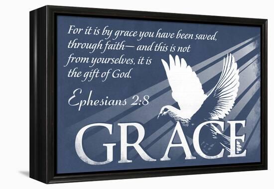 Ephesians 2:8 - Inspirational-Lantern Press-Framed Stretched Canvas