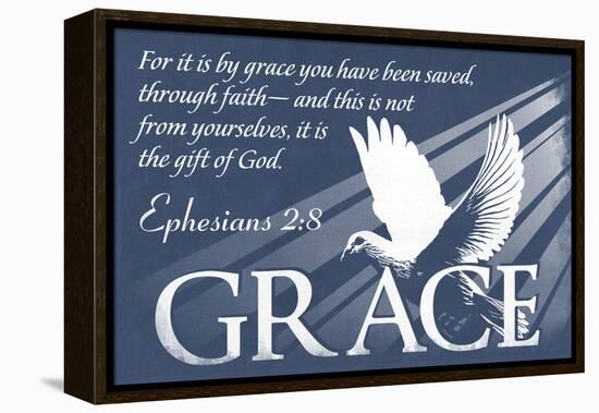 Ephesians 2:8 - Inspirational-Lantern Press-Framed Stretched Canvas